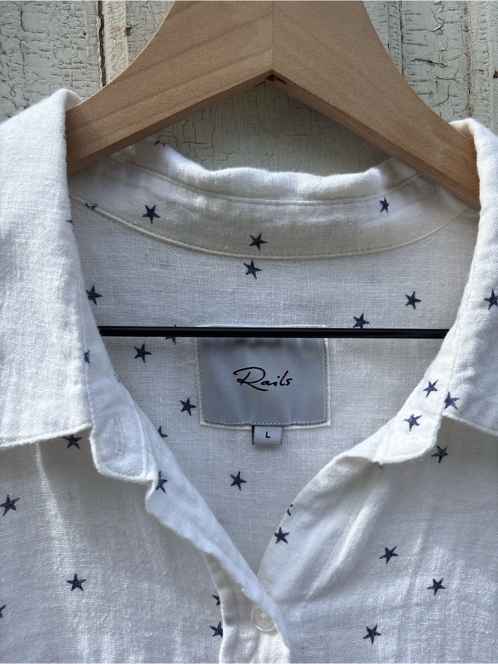 Rails White Button-Down Shirt with Navy Star Print FORTH OF JULY READY